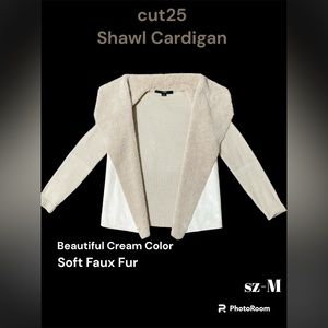 cut25 by Yigal Azrouel Shawl Cardigan.        Faux Fur